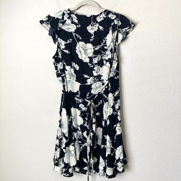 Free People Boho Floral French Quarter Wrap Flirty Ruffle Mini Dress - Picture 7 of 12